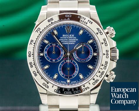 white gold rolex daytona blue face|rolex daytona white gold price.